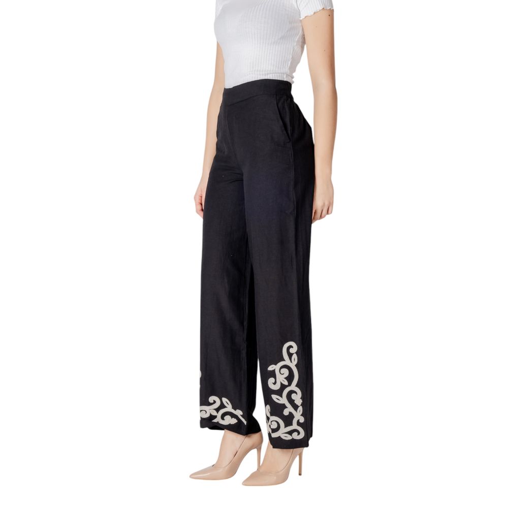 Vila Clothes Black Viscose Pant