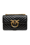 PINKO Black Leather Love One Mini Shoulder Bag