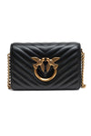 PINKO Black Leather Love Click Mini Shoulder Bag
