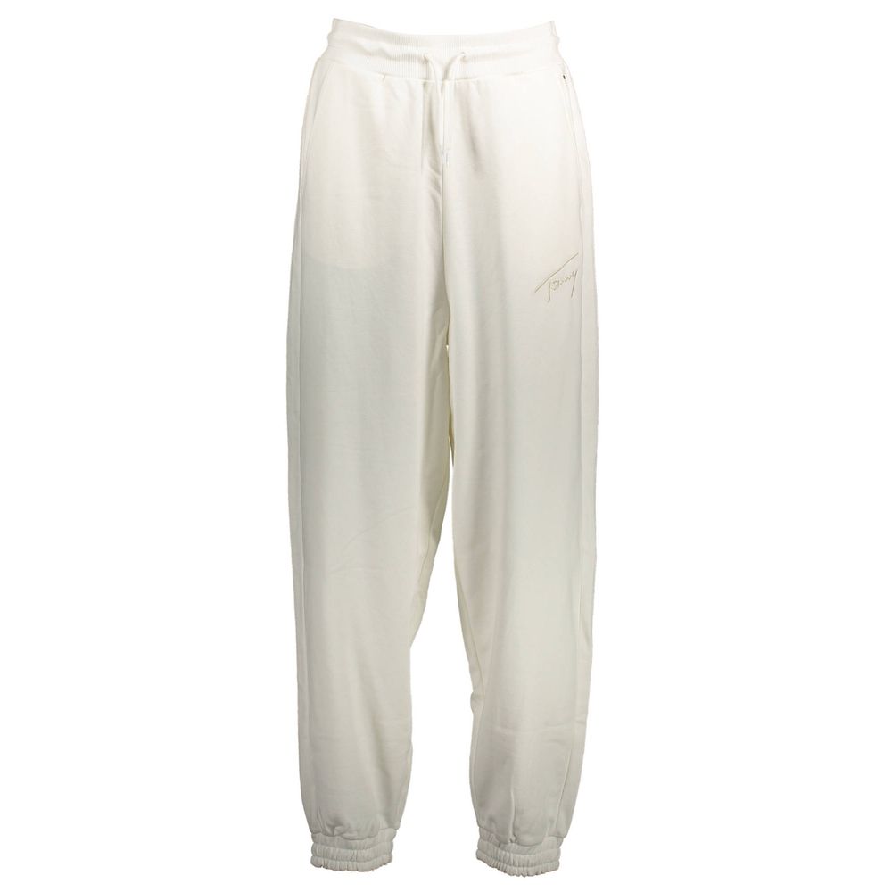 Pantaloni albi din bumbac Tommy Hilfiger