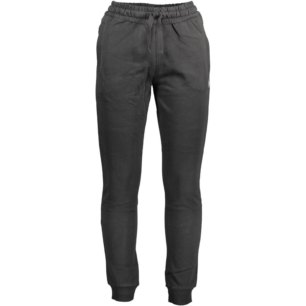 Pantaloni negri din bumbac US POLO ASSN.