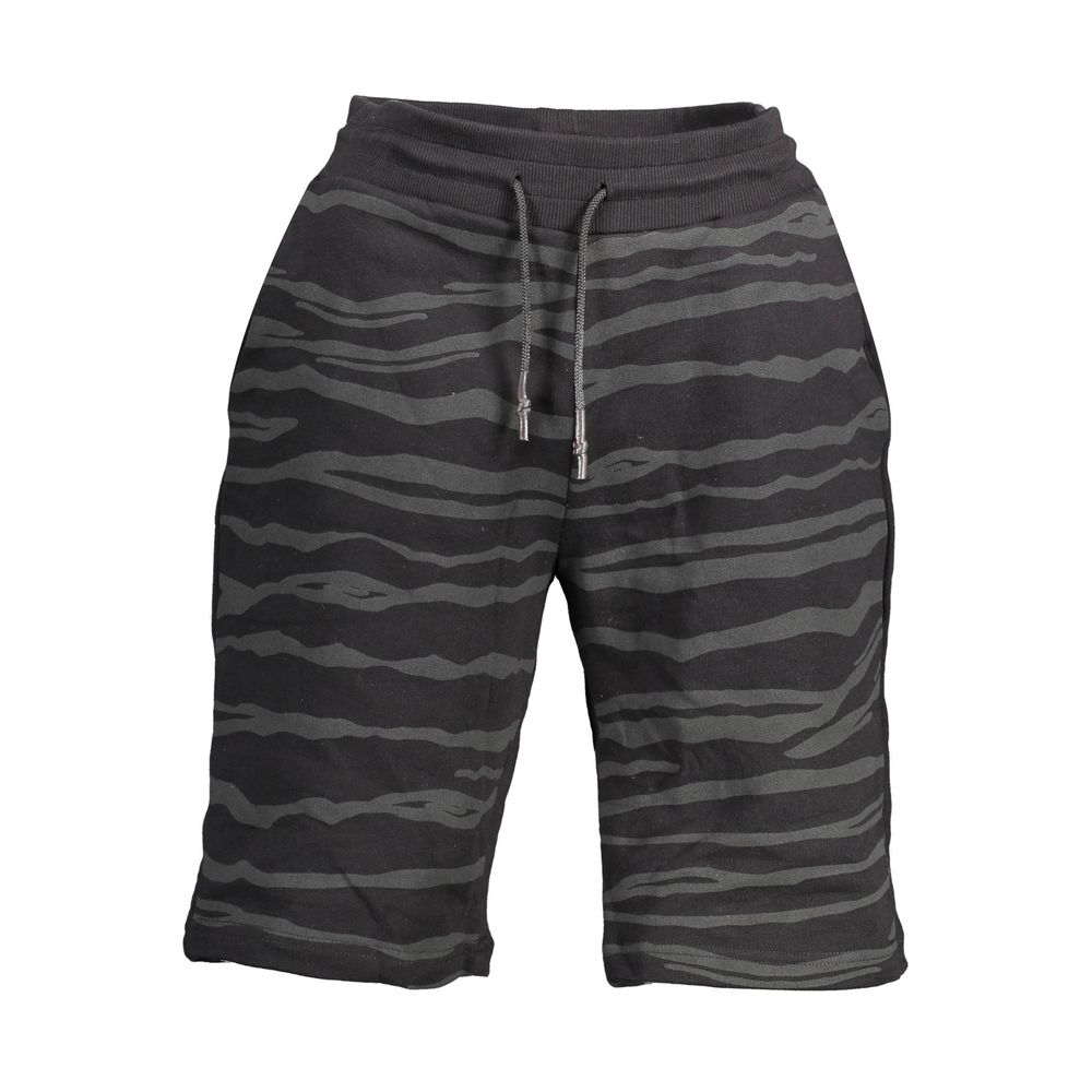 Pantaloni negri din bumbac Cavalli Class
