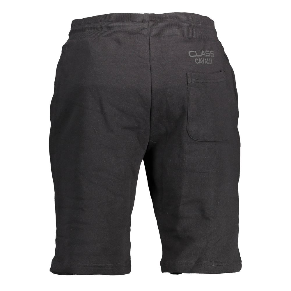 Pantaloni negri din bumbac Cavalli Class