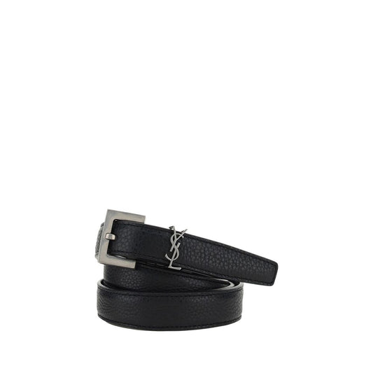 Saint Laurent Black Calf Leather Bos Taurus Regular Belt