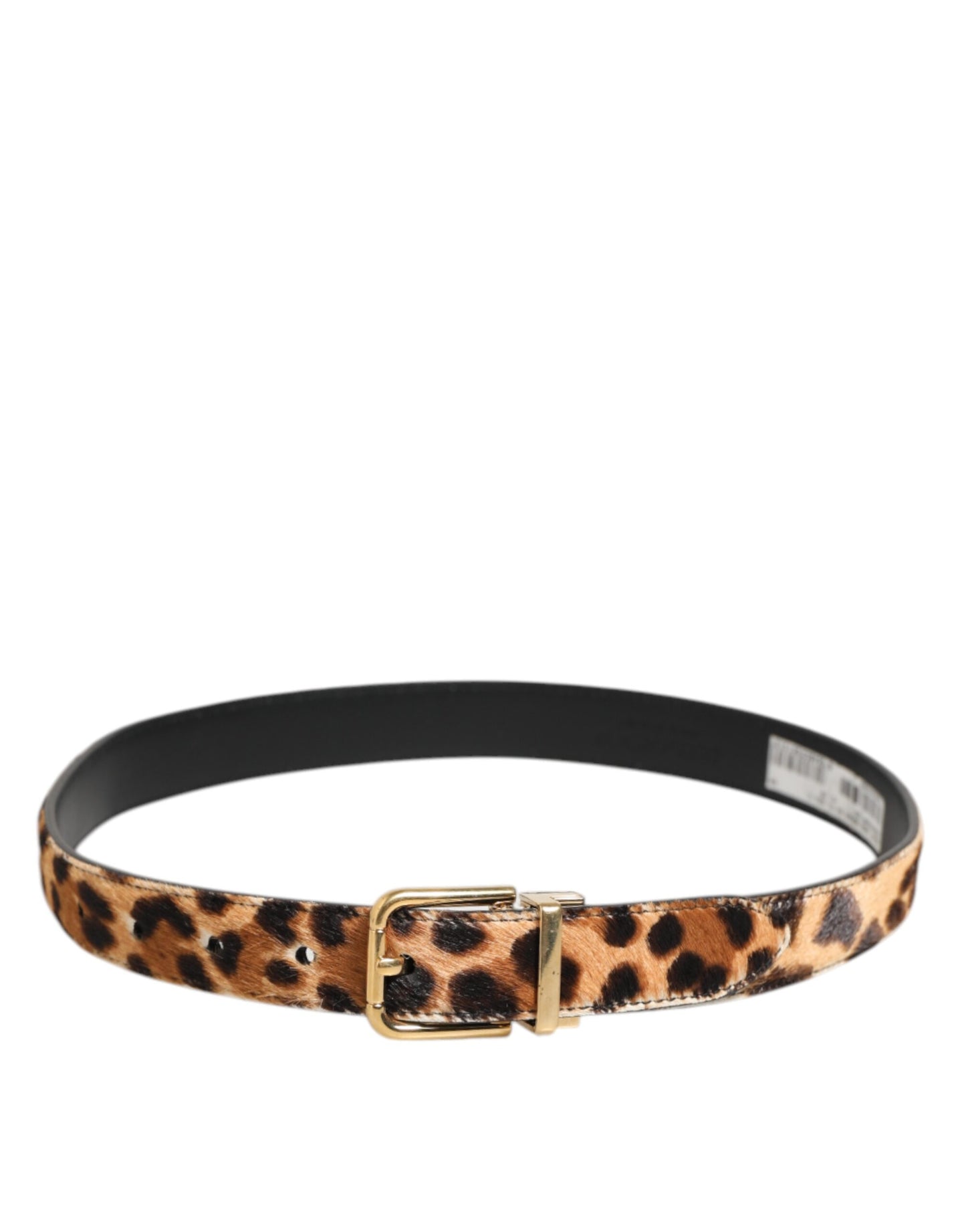 Dolce & Gabbana Brown Leather Leopard Print Metal Buckle Belt
