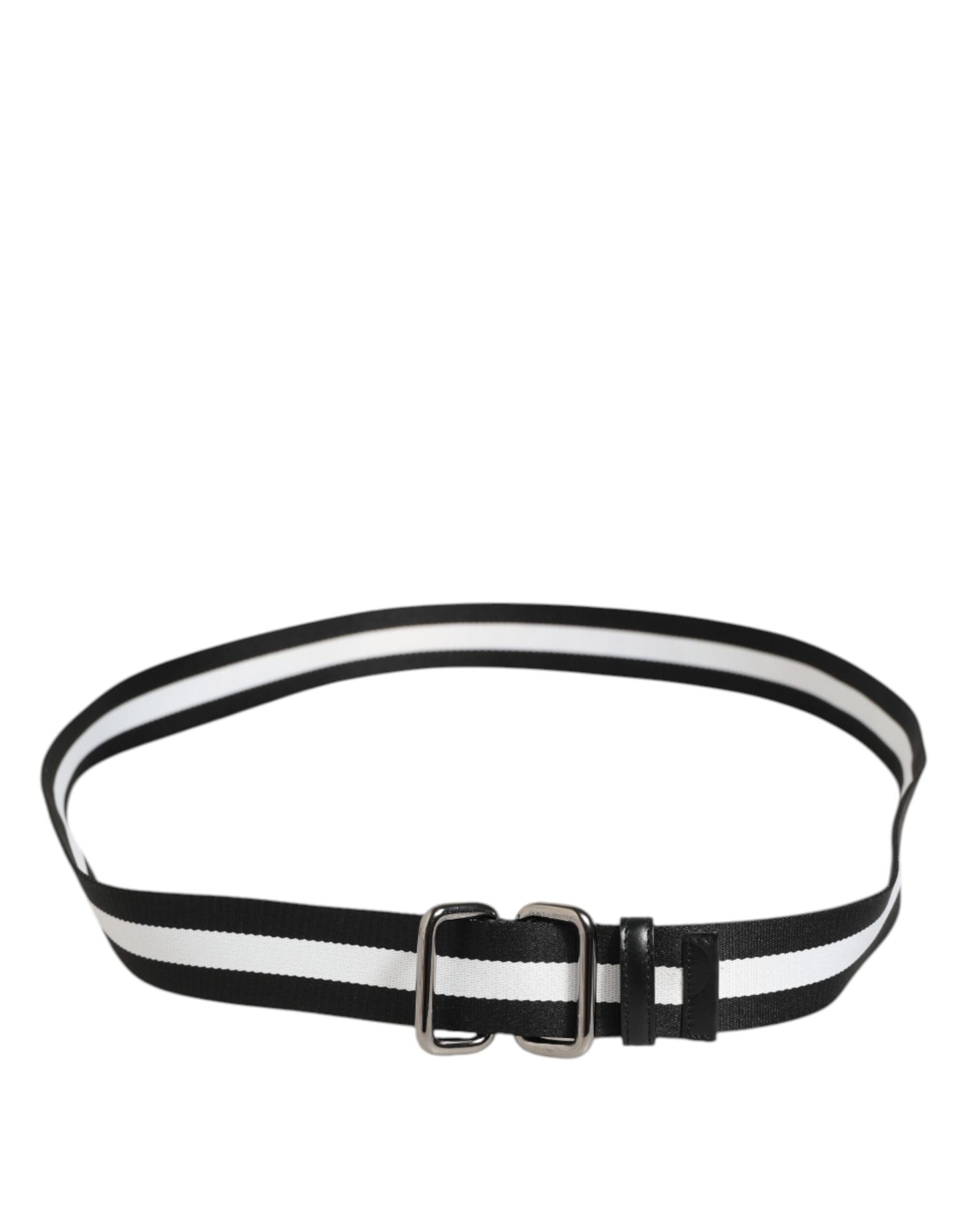 Curea Dolce & Gabbana pentru bărbați cu cataramă metalică cu dungi albe și negre