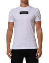Dolce & Gabbana White Cotton Logo Print Crew Neck Men T-shirt