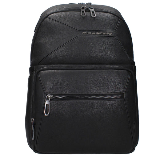 Piquadro Black Leather Backpack