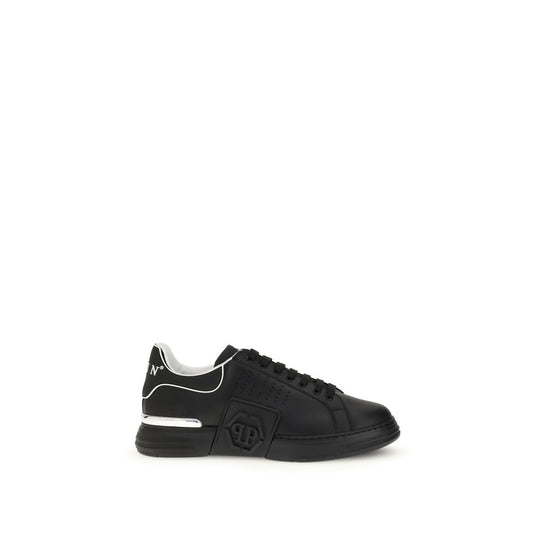 Philipp Plein Black Calf Leather Bos Taurus Athletic Sneakers