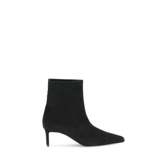 Khaite Black Leather Ankle Boots