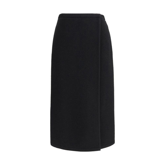 RIER Black Fleece Wool Long Skirt