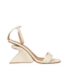 Off-White Beige Leather Platform Sandals