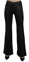 John Galliano Black Washed High Waist Flared Denim Casual Pants Jeans