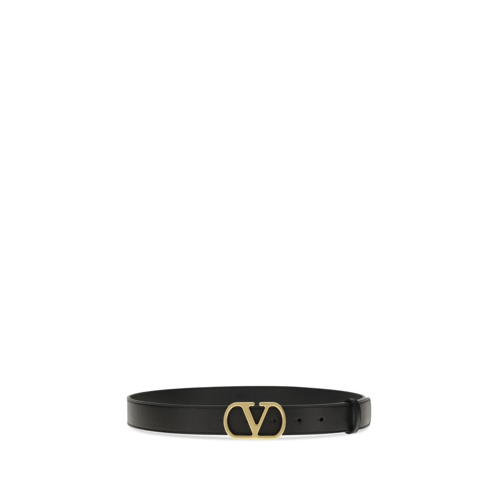 Valentino Garavani Black Calf Leather Bos Taurus Regular Belt