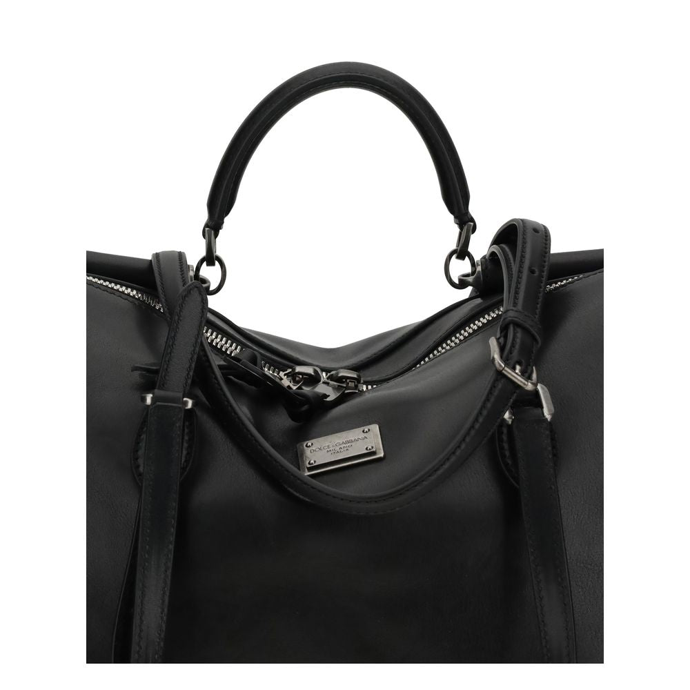 Dolce & Gabbana Black Calf Leather Bos Taurus Handbag