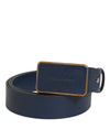 Dolce & Gabbana Blue Leather Classic Metal Logo Buckle Belt