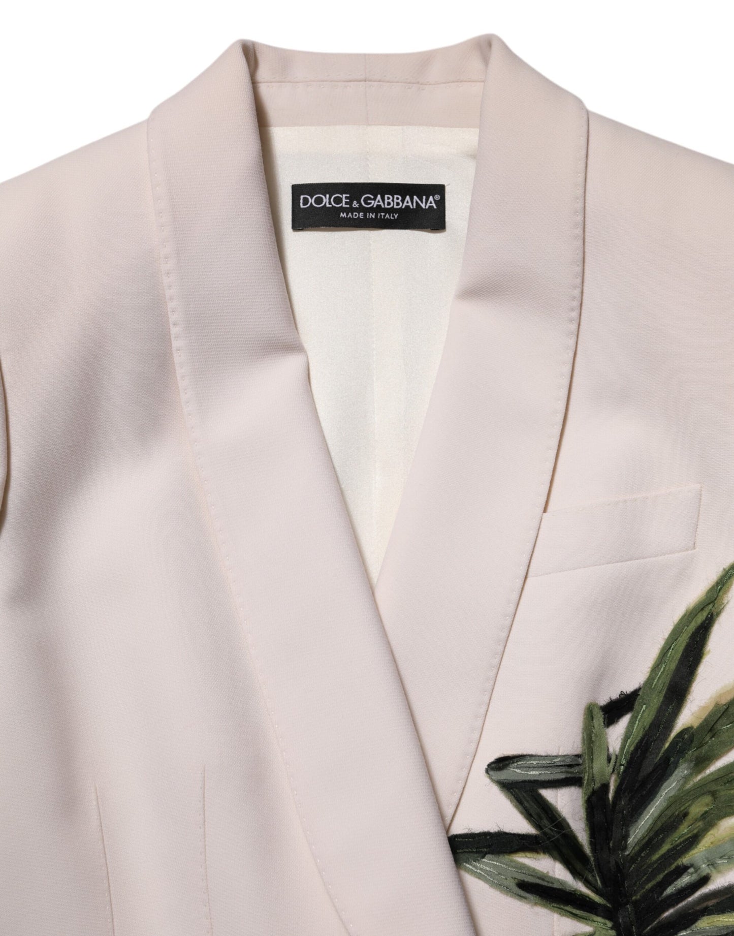 Jachetă Dolce & Gabbana bej cu broderie și un singur rând de nasturi