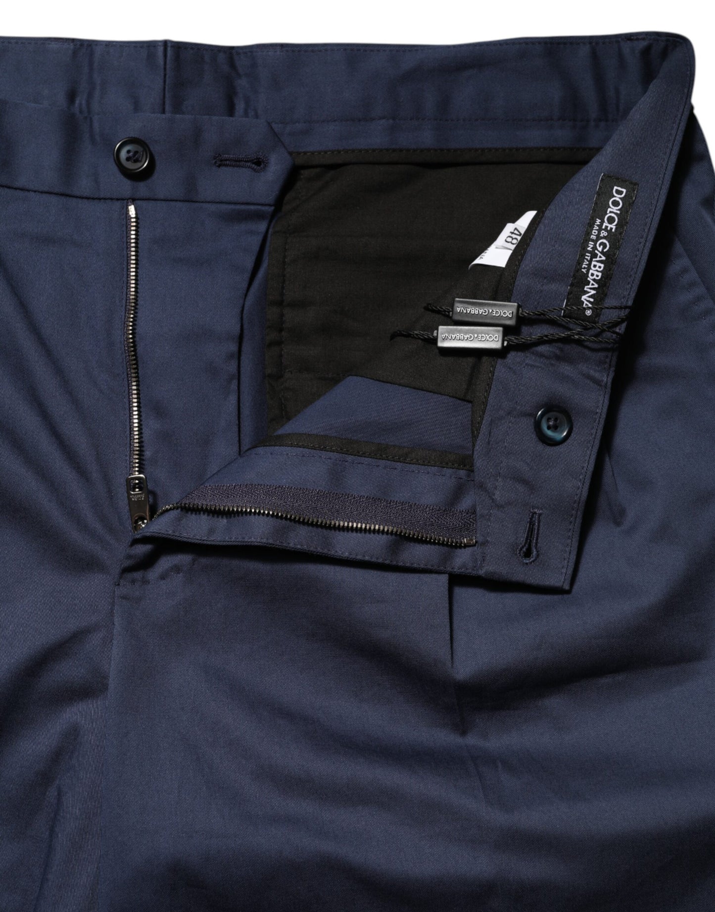 Pantaloni scurți Dolce & Gabbana Bermuda albaștri din bumbac elastic cu talie medie
