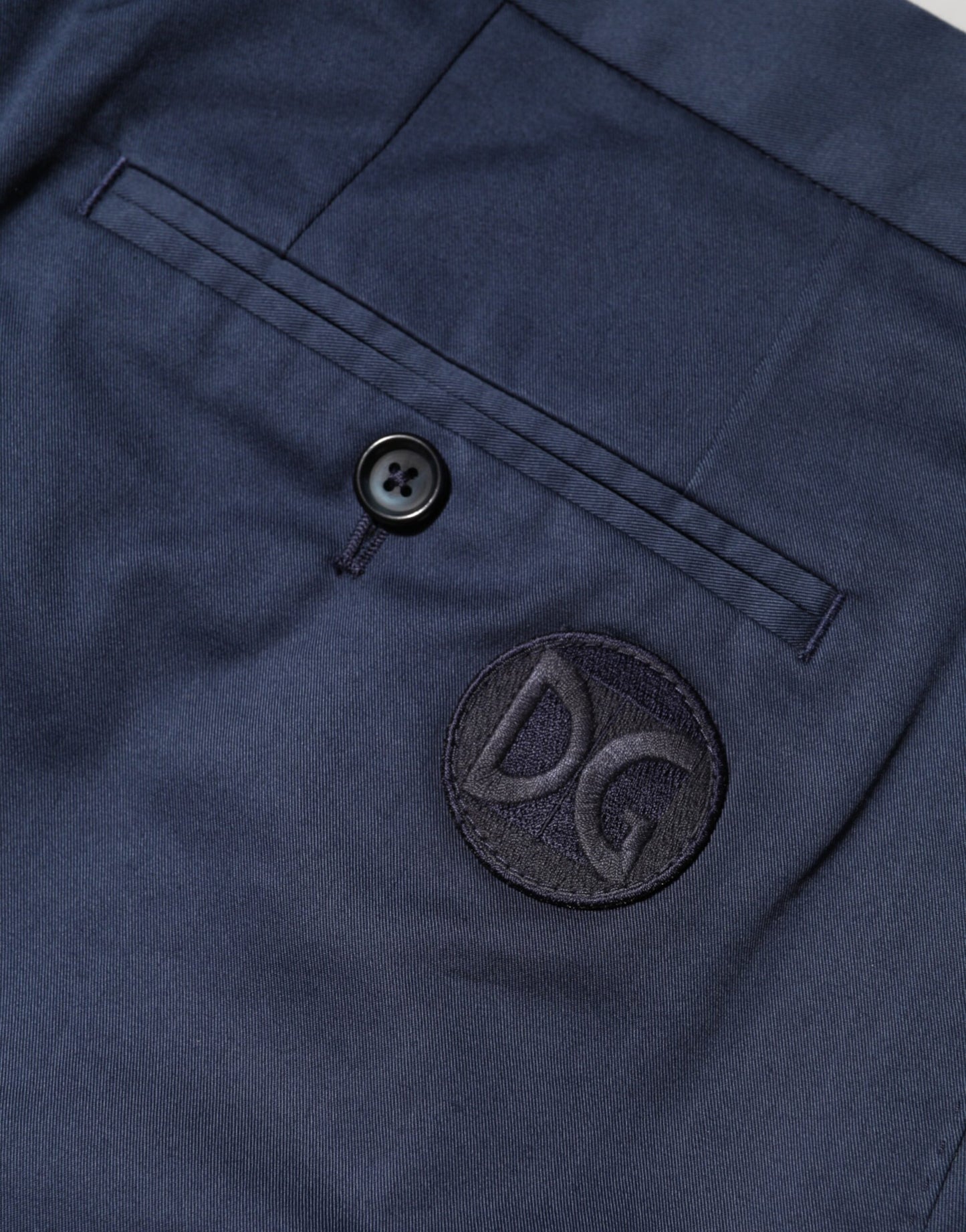 Pantaloni scurți Dolce & Gabbana Bermuda albaștri din bumbac elastic cu talie medie
