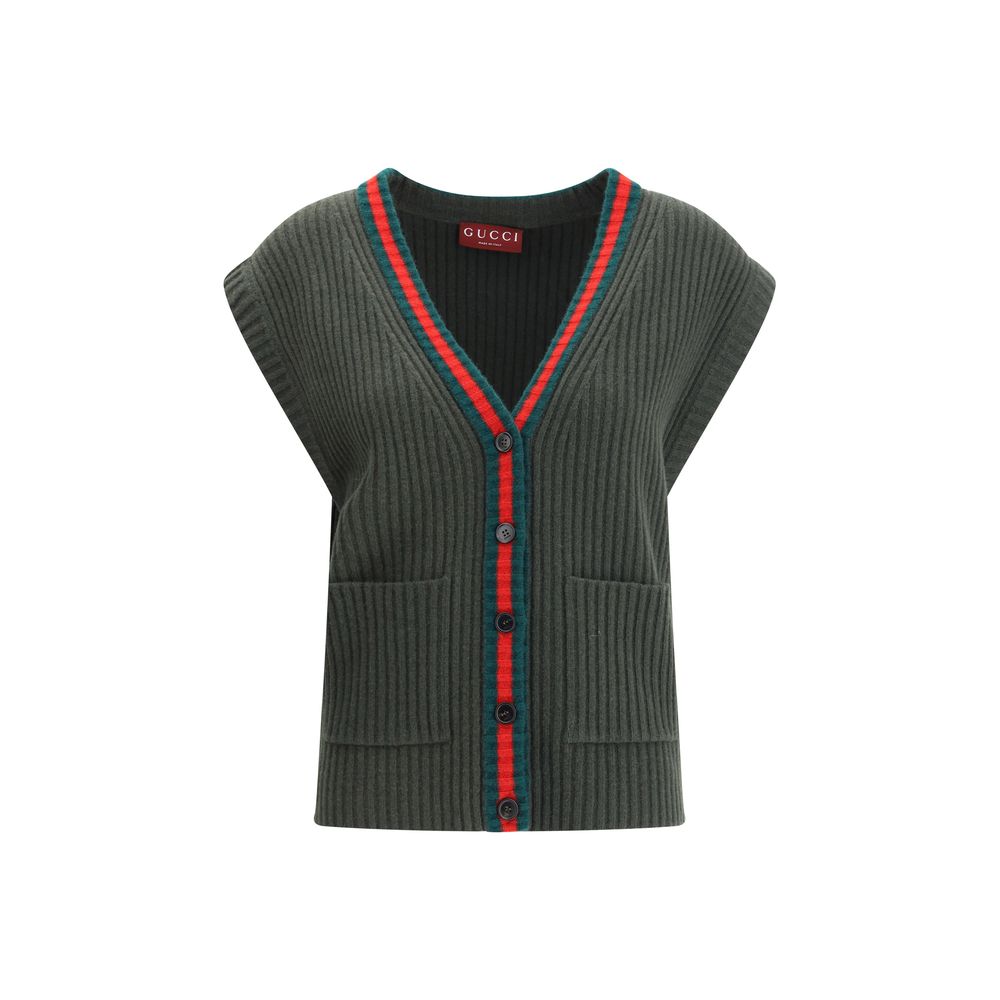Gucci Green Wool Sleeveles Sweater