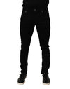 Blugi Dolce & Gabbana negri din bumbac elastic, croială slim fit pentru bărbați