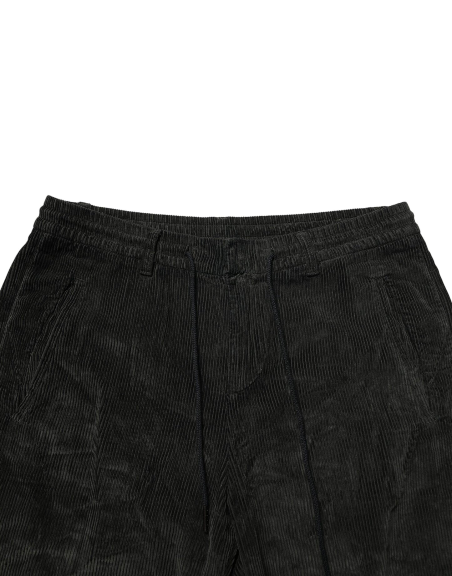 Dondup Black Mid Waist Cropped Corduroy Men Trouser Pants