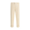 Cruna Beige Cotton Casual Pants