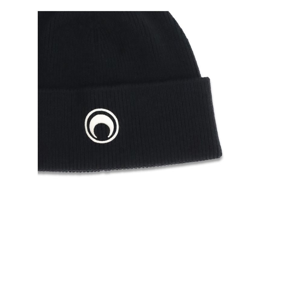 Marine Serre Black Merino Wool Beanie