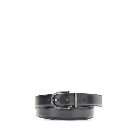 Ferragamo Black Calf Leather Bos Taurus Regular Belt