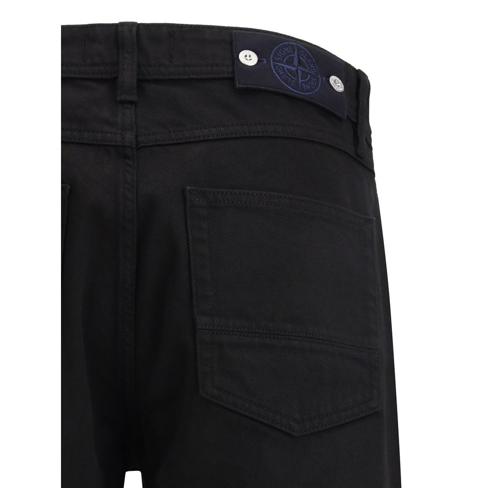Stone Island Black Cotton Straight-Leg Jeans