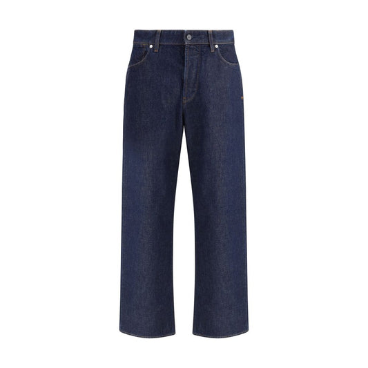 Stone Island Blue Cotton Straight-Leg Jeans