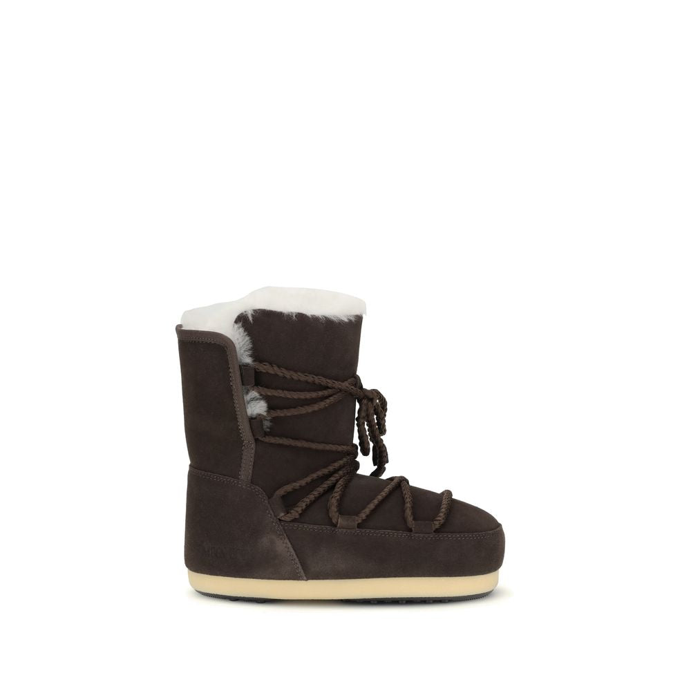 Moon Boot Brown Leather Lace-Up Boots