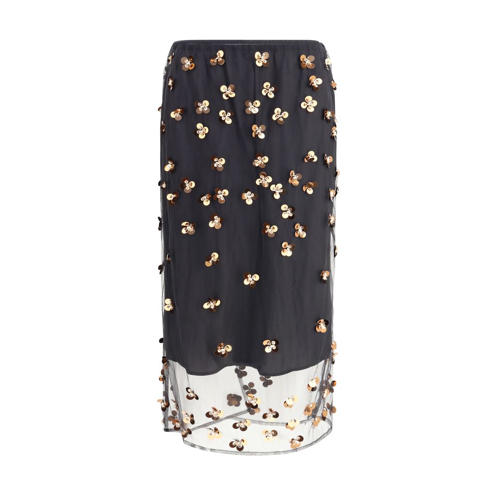 Forte_Forte Black Polyamide Midi Skirt