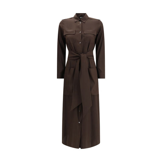 Ella Brown Silk Casual Dress