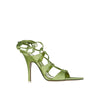 The Attico Green Silk Stiletto Heel Sandals
