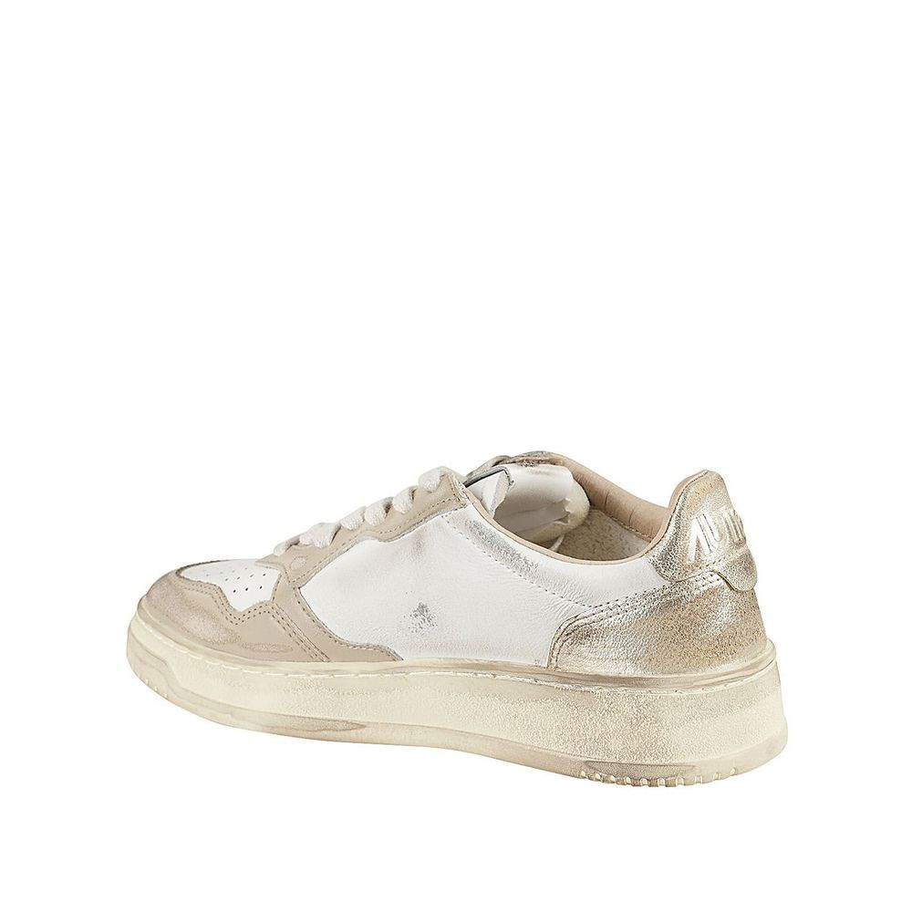 Autry Beige Leather Athletic Sneakers