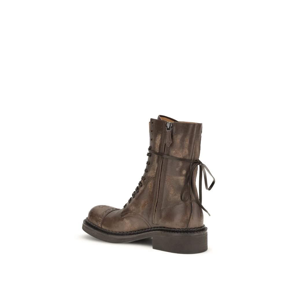 Miu Miu Brown Rubber Lace-Up Boots