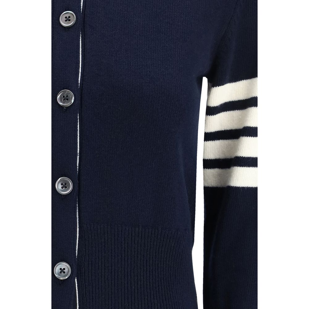 Thom Browne Blue Fleece Wool Cardigan