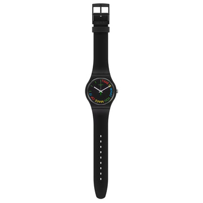 SWATCH Black Plastic Dress Watch