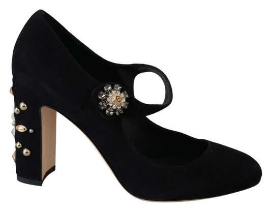 Dolce & Gabbana Black Suede Leather High Heel Pumps