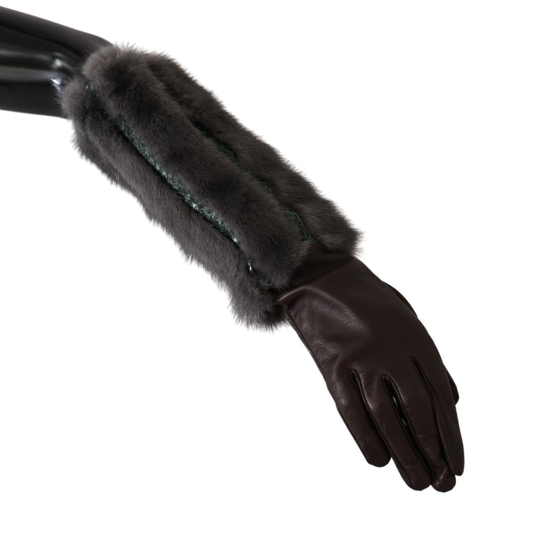 Dolce & Gabbana Elegant Mid-Arm Leather Gloves in Brown