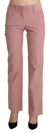 Ermanno Scervino Pink Mid Waist Straight Trouser Cotton Pants