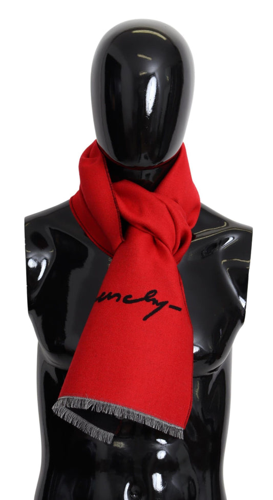 Givenchy Elegant Red Wool Blend Unisex Scarf