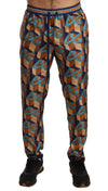 Dolce & Gabbana Elegant Silk Jogger Pants with Vibrant Print