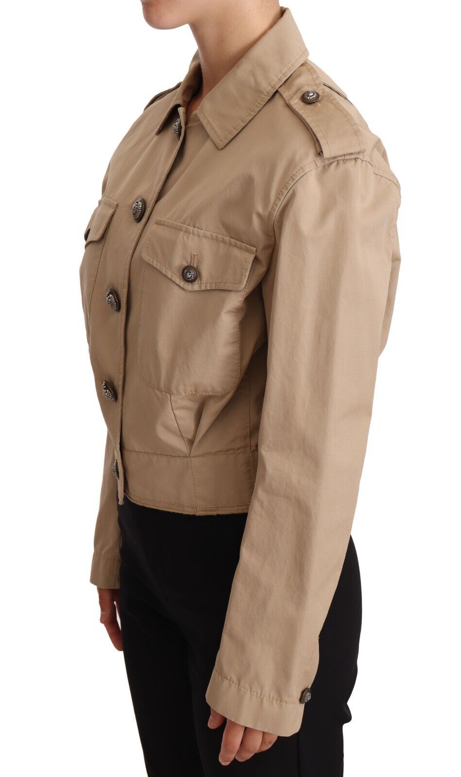 Dolce & Gabbana Elegant Cropped Cotton Jacket in Beige