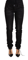 Acht Black Washed Cotton Slim Fit Denim Low Waist Trouser Jeans