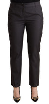 Dolce & Gabbana Black Striped Wool Tapered Trouser Pants