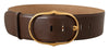 Dolce & Gabbana Elegant Brown Leather Belt with Gold Buckle