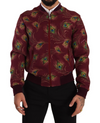 Dolce & Gabbana Radiant Red Peacock Print Bomber Jacket