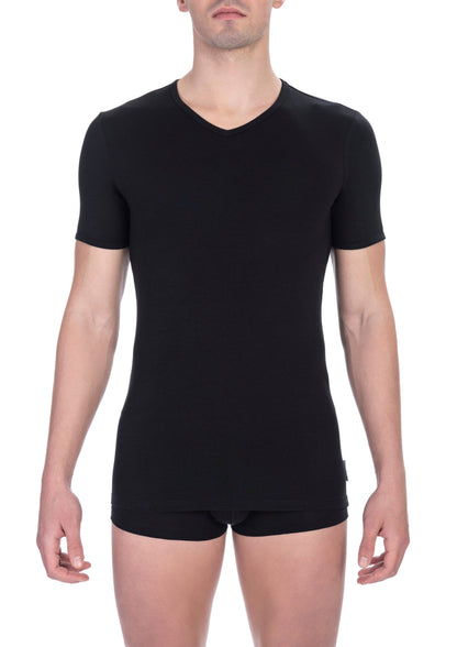 Bikkembergs Black Cotton Men V-Neck T-Shirt Twin Pack